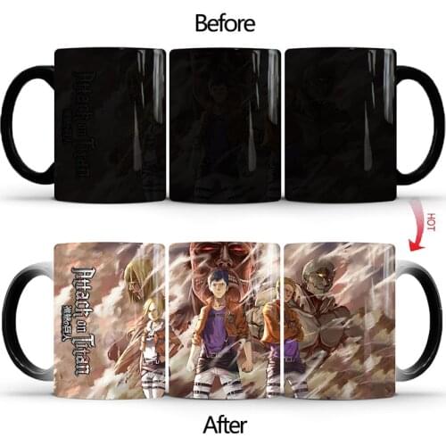1Pcs 350ml New Attack On Titan Color Changing Mug Home Ceramic Coffee Milk Cup Creative Birthday Gift for Children Friends Kids