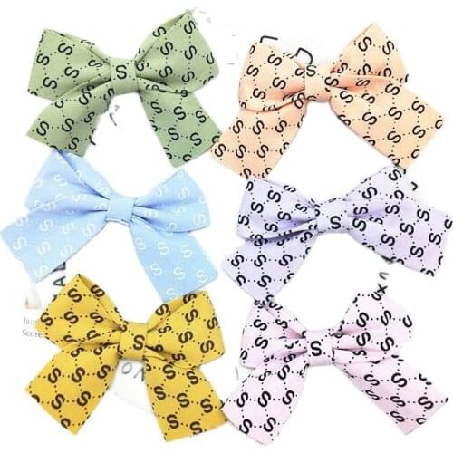 18Pcs/LOT 7*5CM English Letter BowKnot Appliques For DIY Brooches Children Headwear Accessories Cloth Scarf Decoration Patches