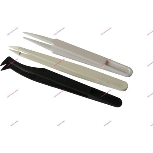 3pcs of New Plastic ESD Anti-static Rubber Tweezers Repair Tool