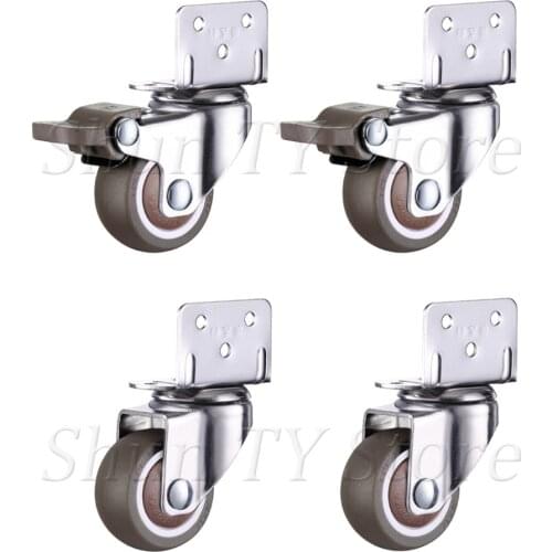 4 Pcs Furniture Swivel Caster Wheels, Crib Bookcase Cabinet Rubber Casters Wheels, L-Bracket Caster No Noise Wheels