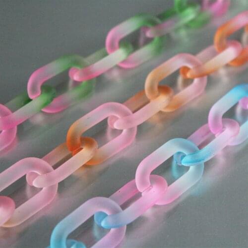 40pcs Gradient Rainbow Acrylic Oval Chain Links,Matte Plastic Chain Links, Necklace Chain Links, Open Link ,Size 27mmx17mm