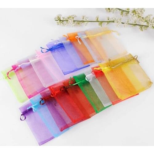 50pcs/Lot Organza Drawstring Pouch Jewelry Pouches Jewelry Packaging Display Party Wedding Gift Packaging Bags Wholesale19 Color