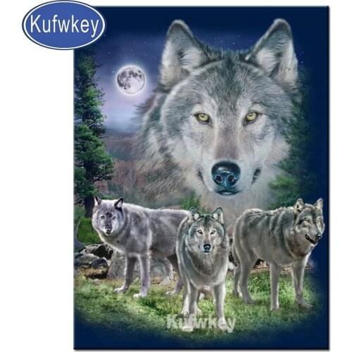 5d full square round drill Moon Wolf diy diamond painting set diamond embroidery Cross Stitch puzzle Animal Wolves decoration