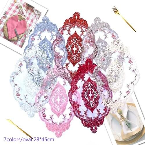 7COLORS HOT mesh embroidery placemat cup mug tea coaster table place mat lace doily Christmas wedding pad kitchen accessories