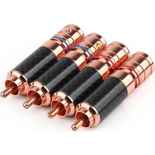 8PCS RCA Male Jack Speaker Audio Connector Terminal Rhodium Plated Copper HIFI RCA Plug Acoustics Socket Audio Adapter DIY