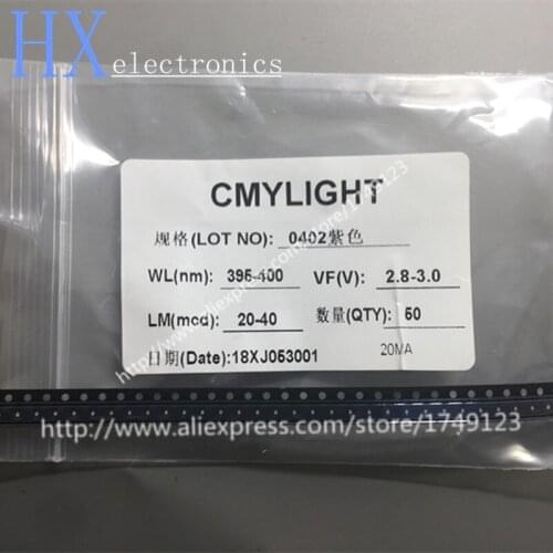 Free shipping 50PCS 1005 0402 Violet color patch LED lamp beads