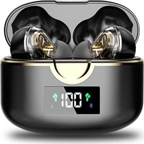 Wireless TWS Bluetooth Digital Display Headset Binaural Sports In-ear Dual Dynamic Earphone 4 Speakers 8D Stereo For Android iOS