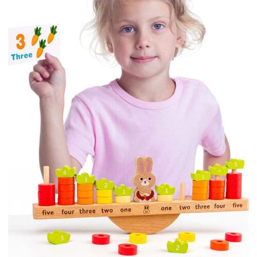 Balance beam kids wood toys for kids 2 to 4 years old learning math number blocks shape match color cognition Educational Toys