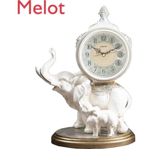 Clock Seat Clock Decoration Living Room Large Sized Creative Desk Clock Elephant Classical Pendulum Clock Desktop Clock