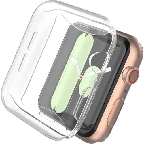 Full Case for Apple Watch Series SE 6 5 4 40MM 44MM 360 Clear Soft TPU Cover Slim Screen Protector Case for Iwatch 3 2 38MM 42MM