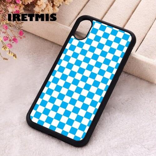 Iretmis 5 5S SE 2020 phone cover cases for iphone 6 6S 7 8 Plus X Xs Max XR 12 MINI Pro Soft Silicone TPU Blue Checkerboard