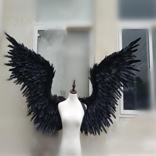 Black white cosplay angel wings catwalk show props festival Angel Feather wings Window props underwear catwalk