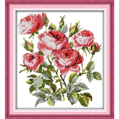 Blooming roses cross stitch kit flower 14ct printed fabric canvas stitching embroidery DIY handmade needlework