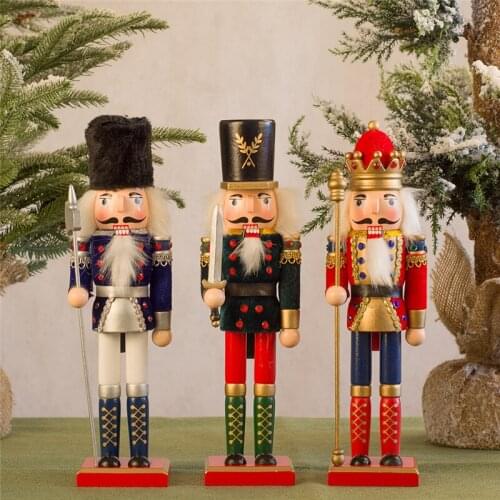 30CM Wooden Nutcracker Soldier European Style Puppet Christmas Home Decorations Desktop Ornament Doll Birthday Gift Craft xx220