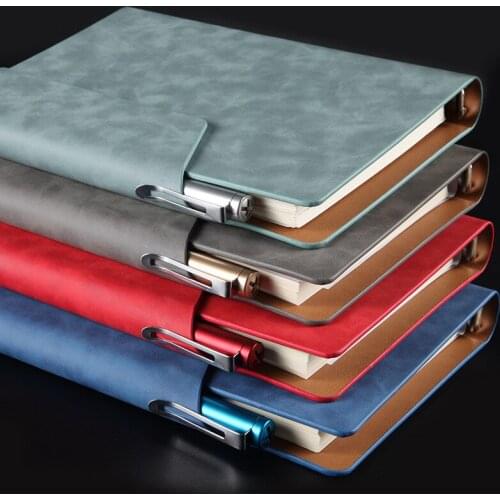 Leather Business Notebook A5 Folder Office School Notebook Journal Spiral Ring Binder Planner Notebook Agenda Schedule Notebook