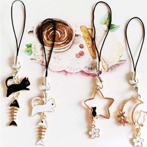Cute Japanese Cat Smart Phone Strap Lanyards for IPhone/Samsung/Xiaomi/Huawei Mobile Phone Strap Key Hang Rope Phone Charm Decor