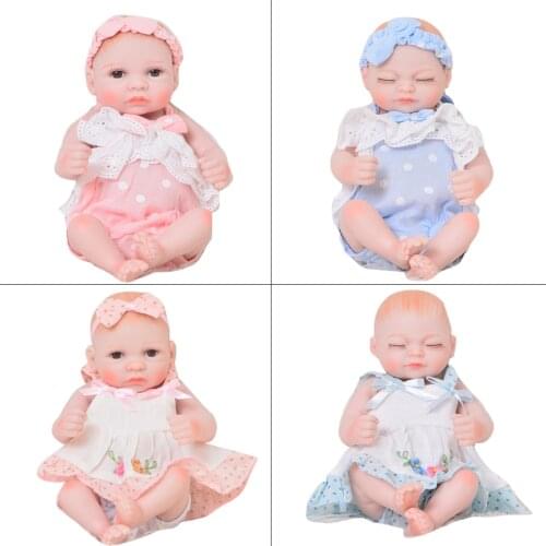 KEIUMI 11 Inch Mini Reborn Doll Full Silicone Vinyl Realistic Twins Reborn Baby Girl Dolls Sleeping Or Awake 27 cm Kids DIY Toy