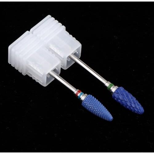 Ceramic Nail Files Drill Bits Set Manicure Electric Polishing Grinding Barrel Head 2pcs, Blue