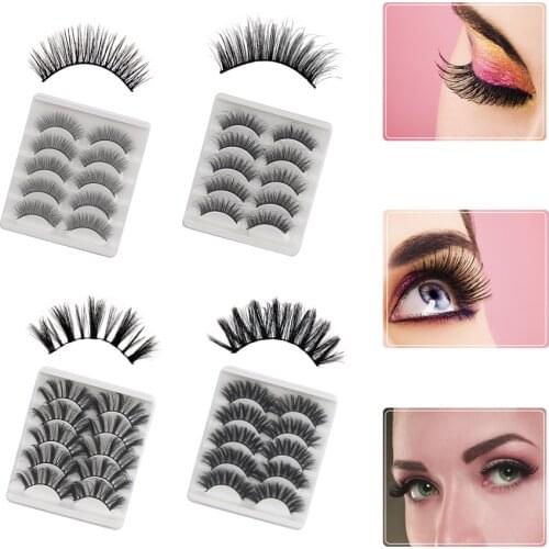5pairs 3D False Eyelashes Mink Lashes Pack Natural False Eyelashes Extension Volume Fake Eye Lashes Bulk Boxes Wholesale Makeup