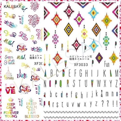 Nail Art Stickers Decals Self Adhesive Color Flower Manicure Design Decoration 3D Letter Sticker for Nails Decor Accesoires