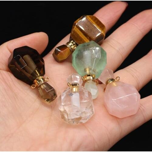 Natural Stone Perfume Bottle Pendant Section Semi-Precious For Jewelry Making DIY Necklace Accessory