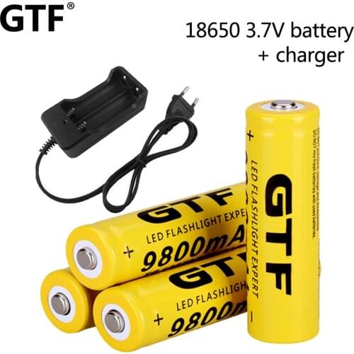 New 18650 Batteries 3.7V 9800mAh 18650 Rechargeable Li-ion Battery for Flashlight Torch Led Light +2 slot 18650 battery Charger
