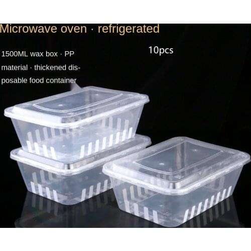 Whole sale disposable fast food box 10 pieces 1500ml square box plastic packed lunch box lunch box fresh fruit takeaway box