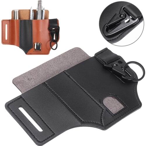 Outdoor EDC Tools Multitools Holding Pouch Sheath Pocket Organizer W/ Key Holder Hunt Tactical Belt Flashlight 11X5.3cm
