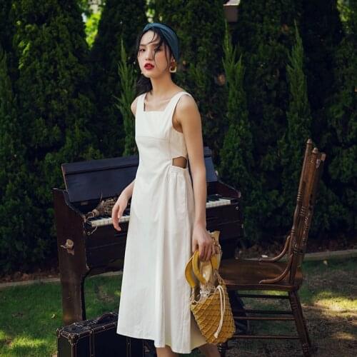 Fashion women new arrival sleeveless cute long dress casual vintage party high quality Spaghetti Strap backless a-line dress