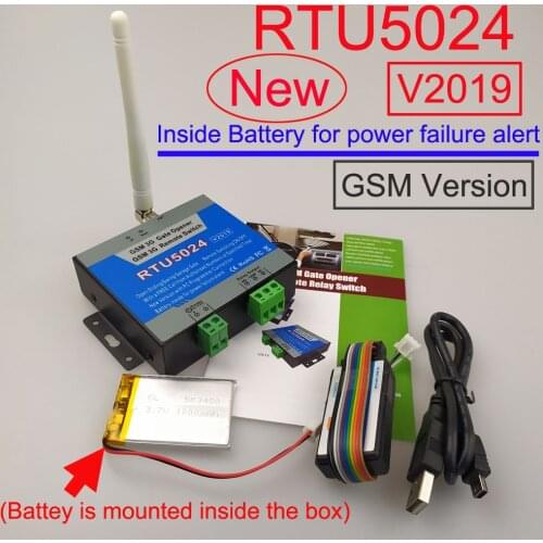 2019 New RTU5024 GSM Gate Opener Relay Switch Remote Access Control Sliding gate Opener Battery inside for power failure alert