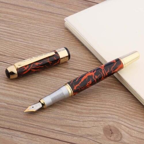 Luxury Fountain Pen Jinhao 250 Black and Red Striped Ice Red Golden Trim Stationery Office Supplies