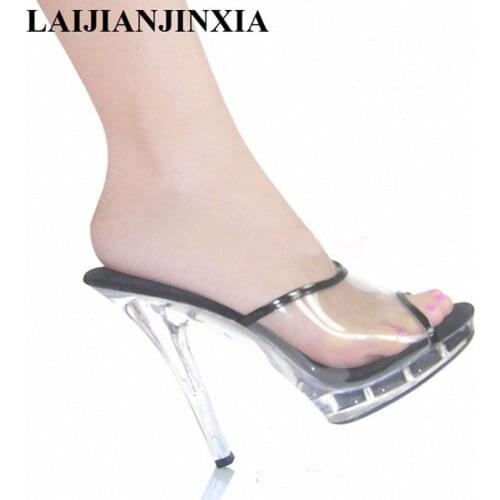 LAIJIANJINXIA 5 Inch High Heels Slippers Plump Crystal Shoes Sexy Pole Dancing Shoes Platform Womens Shoes Dance Shoes N-038