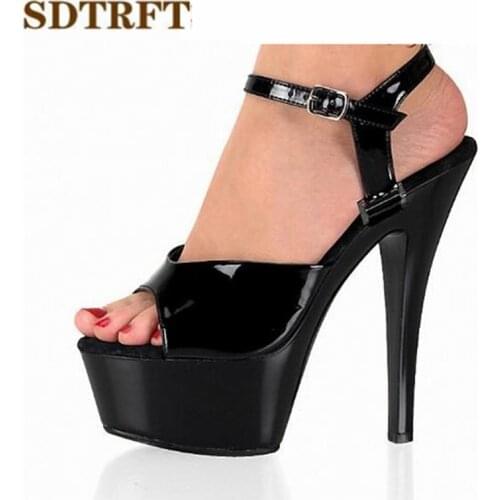 SDTRFTPlus:35-45 46 SUMMER Peep Toe zapatos mujer sandals 15cm thin high heels platform sexy woman shoes wedding pumps