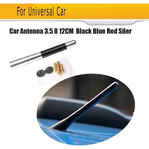 Universal Delicate Carbon Fiber Car Aerial Screw Aluminum Car Short Antenna Radio Car Antenna 3.5 8 12CM Black Blue Red Siler