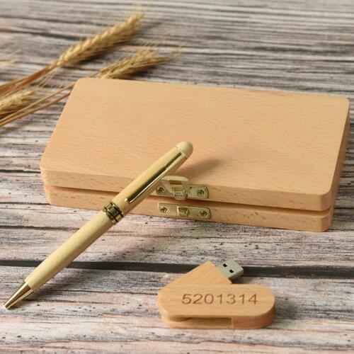 JASTER New USB flash drive Beech Business gift box Pen drive Ballpoint pen Memory stick 128GB 64GB Pendrive Free Custom logo