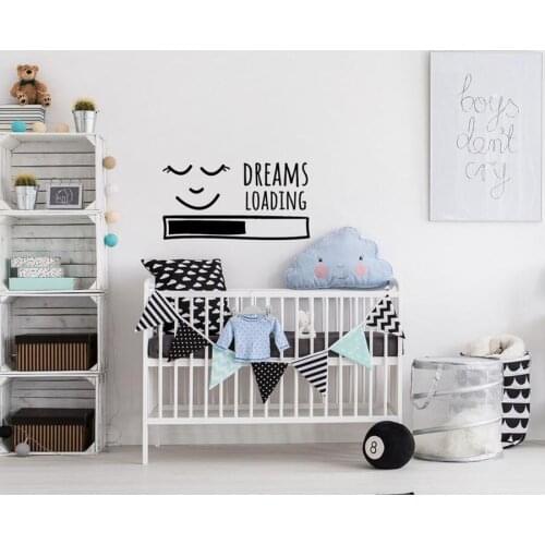 Dreams Loading Wall Decals Kids Above Crib Decal Sleeping Baby Nursery Bedroom Home Decor Quote Children Vinyl Wall Sticker S843