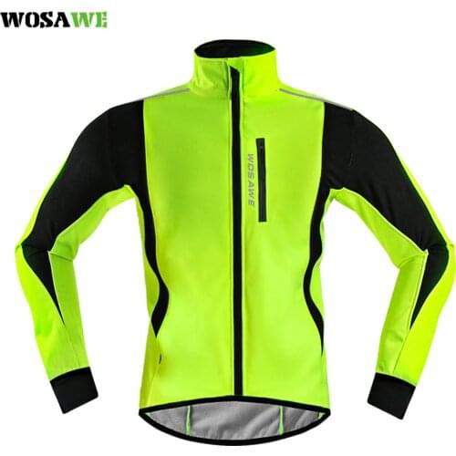 WOSAWE Winter Thermal Cycling Jackets Windproof Long Sleeve Jersey MTB Bike Bicycle Ciclismo Reflective Fleece Cycling Clothing