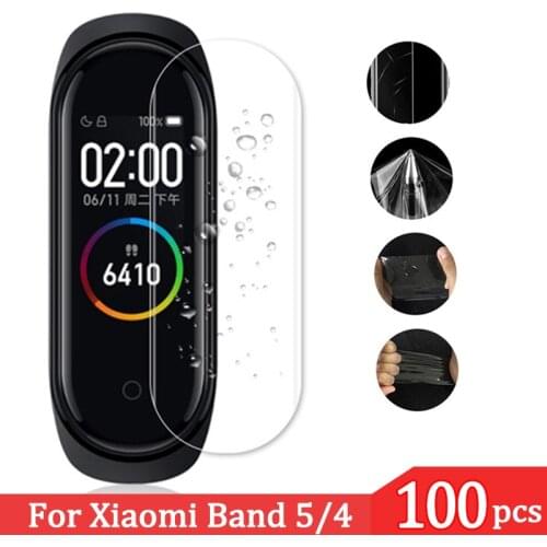 Mi Band 5 Protective Film 100Pcs Protector For Xiaomi Mi Band 5 Films TPU Protective Screen Miband 5 4 3 Wristband Accessories