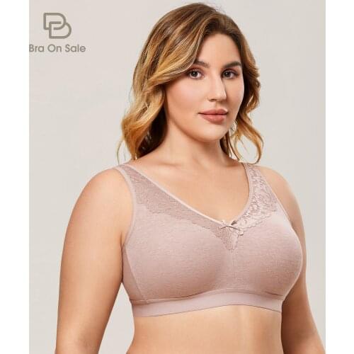 Womens Seamless Wireless Lace Bra Sleep Cotton Unlined Comfort Support Plus Size