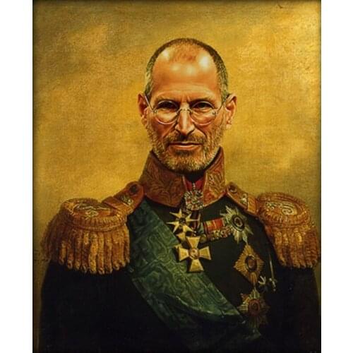 Modern handmade painting steve jobs portrait with Generalsuniform on oil painting canvas for home decor and wall art poster