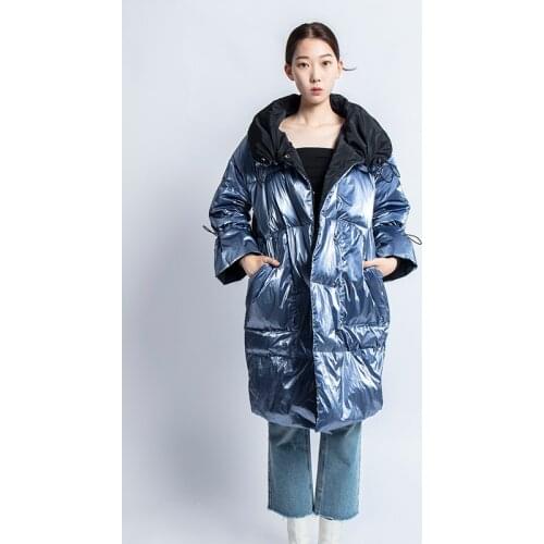 Silver down jacket 2019 White Goose Down Jacket Women Thick Long Winter Coat Women Korean Female Puffer Jacket fashion parka