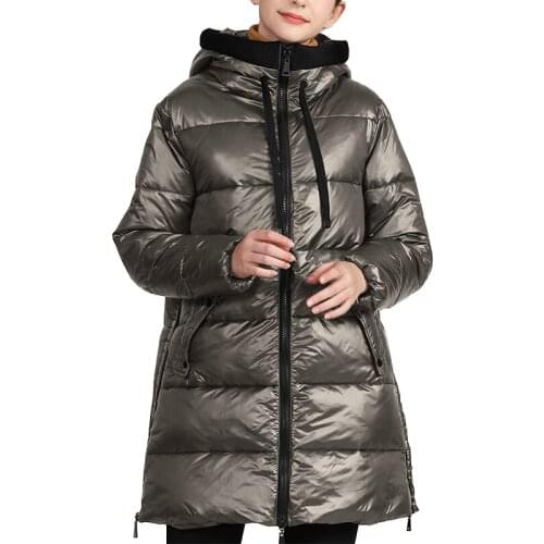 Winter Cotton Jacket Women Hooded Long Sleeve Plus Size Loose Jacket Female Warm Thick Coat Casual Silver Golden Long Outwear