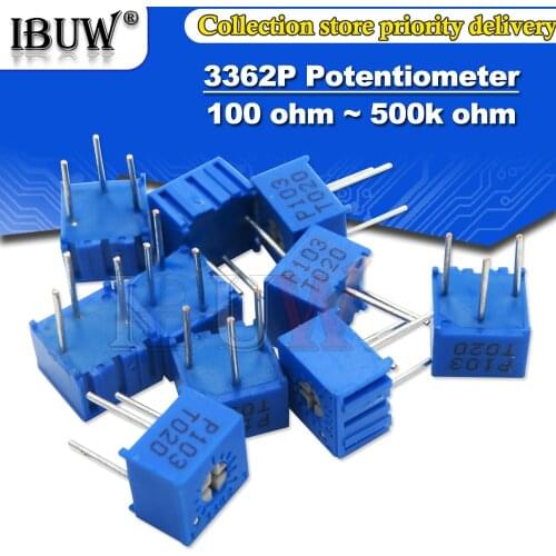 10PCS 3362P resistance 101 201 501 102 202 502 103 Trimpo Trimmer Potentiometer 3362 500R 1K 2K 5K 10K 20K 50K 100K