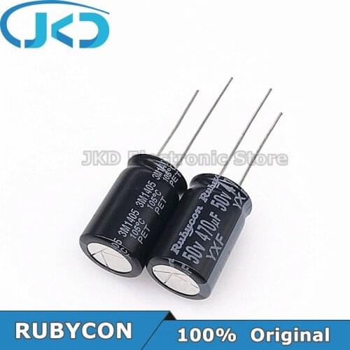 10pcs RUBYCON 470UF 50V 12.5*20mm 470UF50V 50V470UF 12.5x20mm Aluminum Electrolytic Capacitor 100% Original