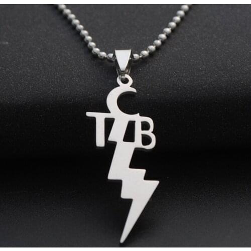10PCS TCB Elvis Presley Stainless Steel Necklace Music Superstar Alphabet Initial Letter Lightning Thunder Bolt Necklaces