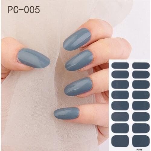 16tips/sheet Solid Clor Nail Stickers Pure Color Strips Waterproof Adhesive Black Pink Full Wraps Manicure Stickers for Nails