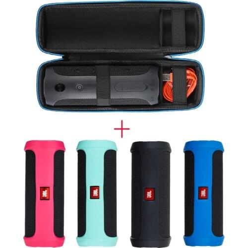 2 in 1 Hard EVA Carry Zipper Storage Box Bag+Soft Silicone Case Cover For JBL Flip 4 flip4 Bluetooth Speaker For jbl flip 4 case