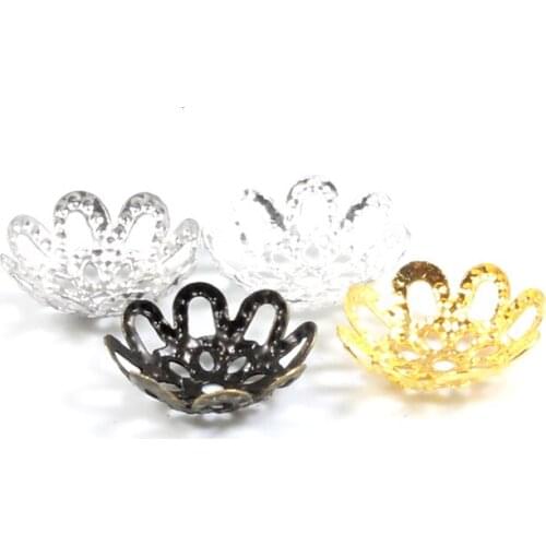 200Pcs 10mm Alloy Five/Eight Petals Beads Caps DIY Jewelry Finding Loose Spacer Beads End Caps Jewelry Making Accessories