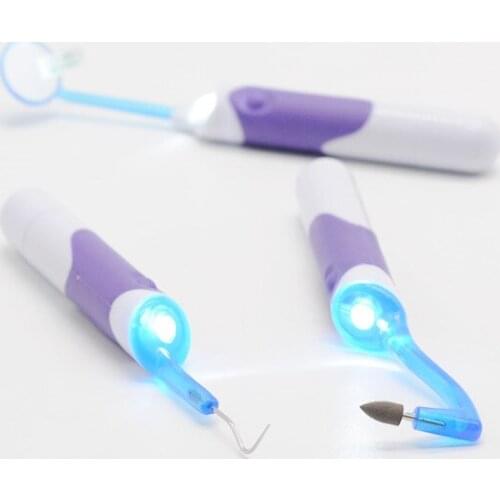 3 Pcs/Set LED Dental Hygeine Cleaning Tool Kits- Dental Mirror + Plaque Remove + Tooth Stain Eraser For Oral Clean Tooth Care
