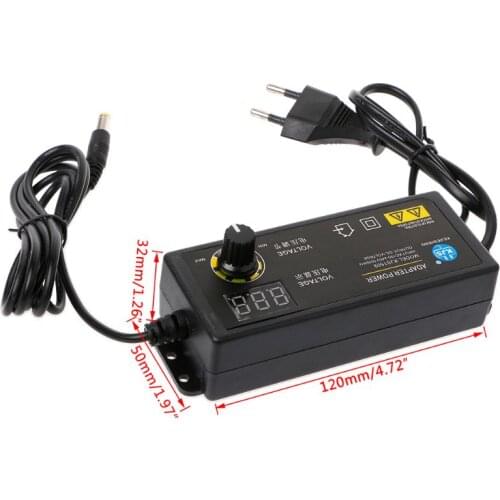 60W 3-24V Adjustable Adapter With Display Screen Of Voltage DC5.5x2.1/2.5mm